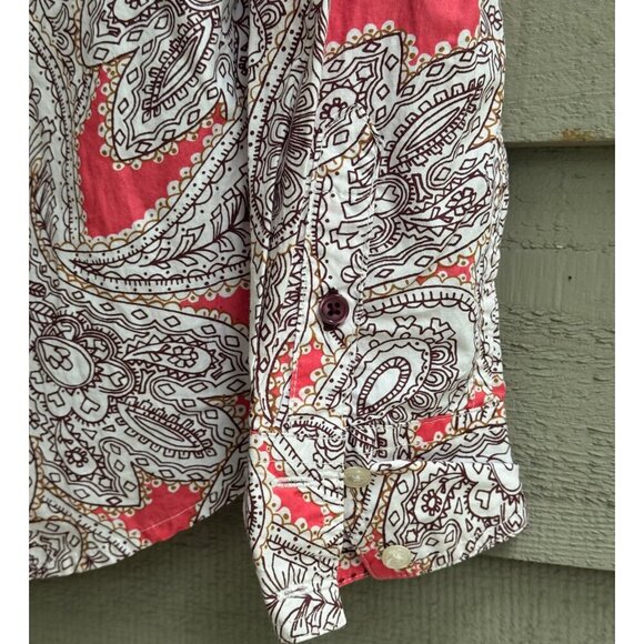 Boden Red Paisley Print Button Down Shirt Size 2R - Picture 3 of 8